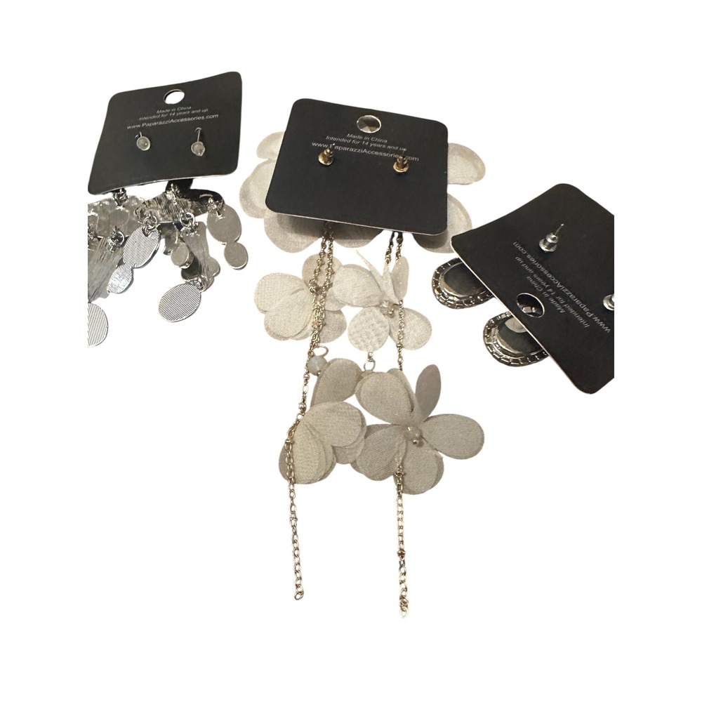 NWT 3 PACK Paparazzi Earrings Pineapple Rhinestone  Flower & Silver Chandelier